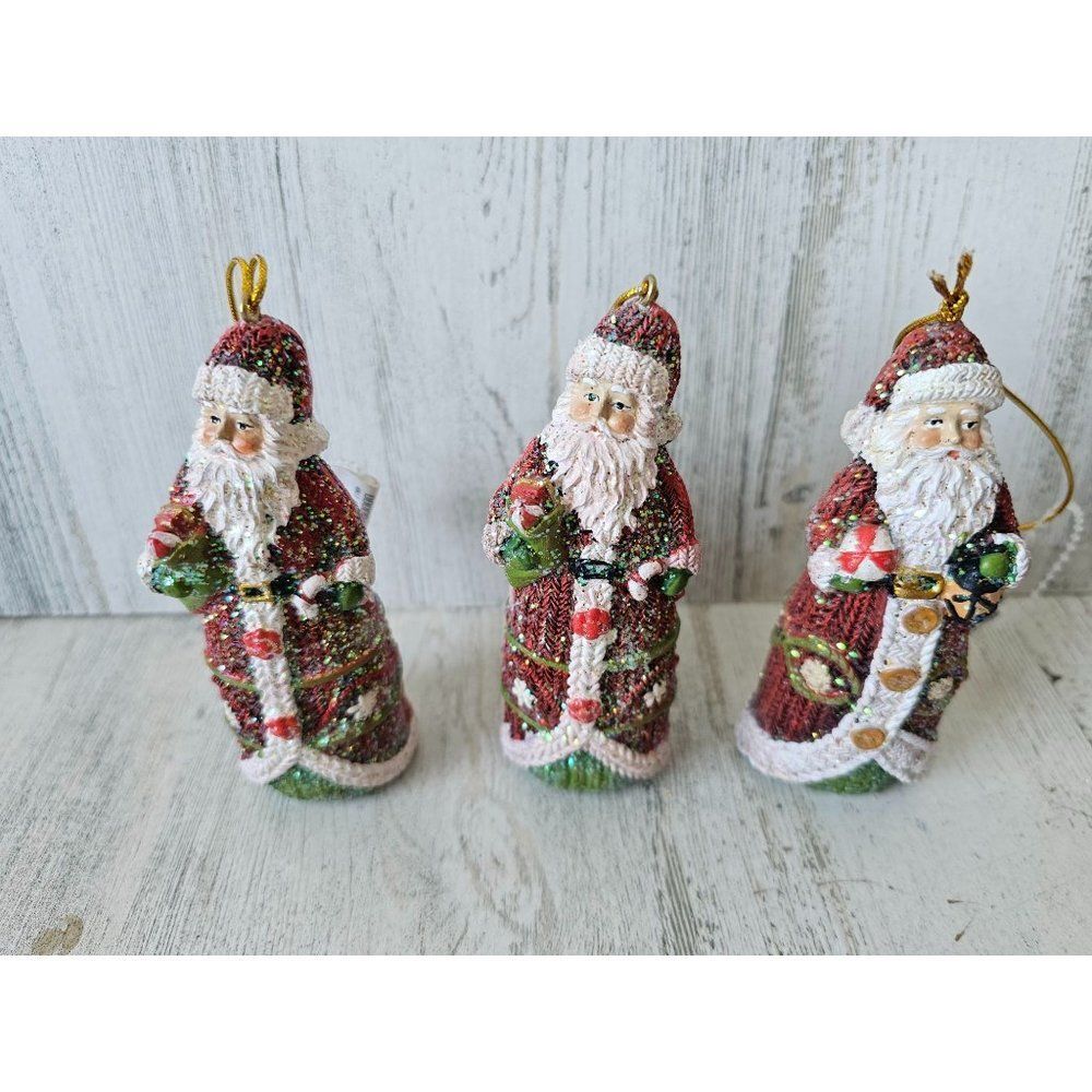 Santa glitter ornament set Xmas tree‎